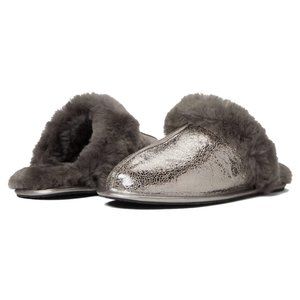 UGG Metallic Charcoal Sheepskin Slip-On Mule Slippers